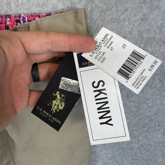 U.S. Polo Assn Pants Kids Girls Size 2T Khaki Beige Cotton Blend Skinny Uniform - Picture 12 of 15